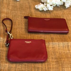Coach Red Wallet and Matching Wristlet